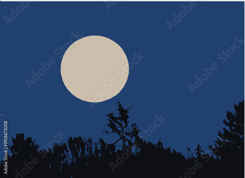 full moon over the forest