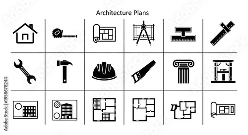 Architectural Blueprint Plans of Modern Building Structures and Interior Designs