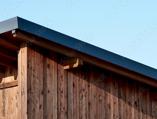 Prefabricated wooden structure with sloping roof