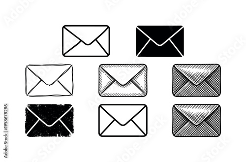 Simple envelope icons in black and white