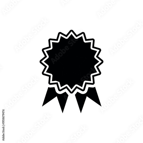 Black rosette with white outline starburst ribbon