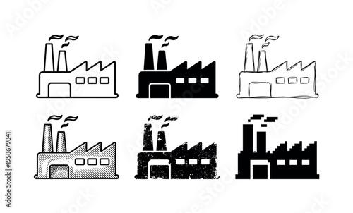 Factory icons in black and white