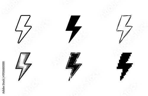 Six lightning icons arranged in two rows