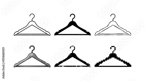 Six hangers in black and white