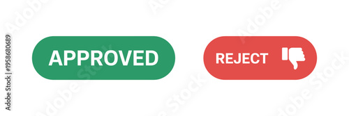 Approved and rejected icons, set of right and wrong symbols for validation, decision making, and status notifications in apps, websites, and business processes