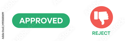 Approved and rejected icons, collection of check mark and cross mark symbols representing approval, rejection, acceptance, and denial for tasks, workflows, and user interfaces