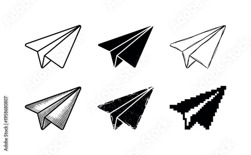 Six paper airplanes arranged in two rows