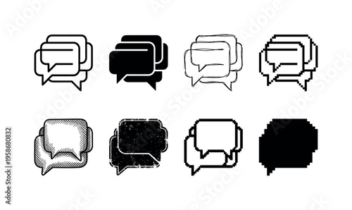 Black and white speech bubble icons arranged in two rows