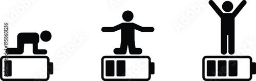 Visualizing personal energy levels from feeling exhausted with minimal power to maximum vitality