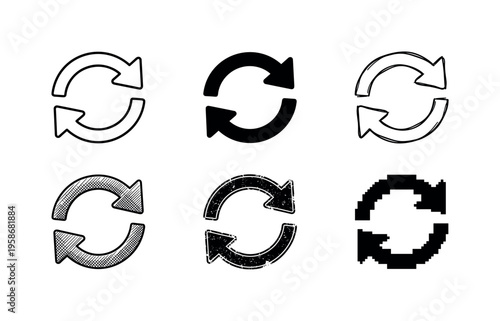 Six circular arrow icons arranged in two rows