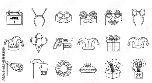 set of vector icons set of April fools day