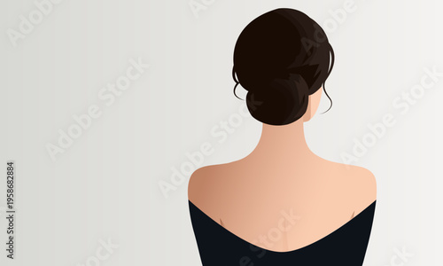   Elegant back view with bare shoulders