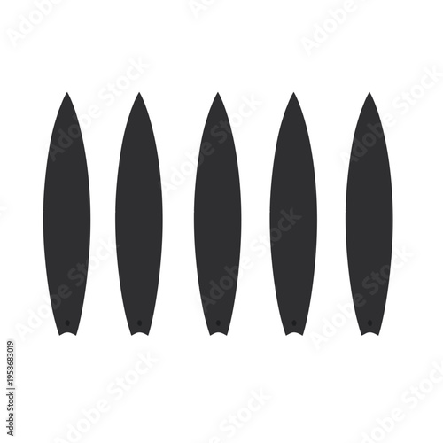 vector illustration of a Set of Black Silhouettes Surfboards