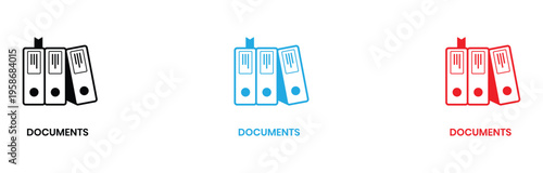 Three stages of document approval process with checkmarks and red pins on white background