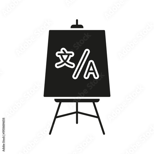 Language Translation Board Solid Icon. Multilingual Communication And Language Learning Silhouette Symbol. Educational And Translation Services Representation. Isolated Vector Illustration