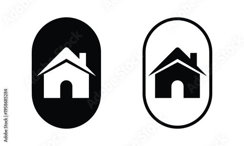 Home Icon Set – Minimal Real Estate House Symbols in Black and White