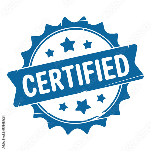 Blue Certified Stamp Badge Label
