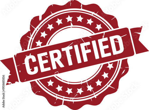 Red Certified Badge Stamp Label