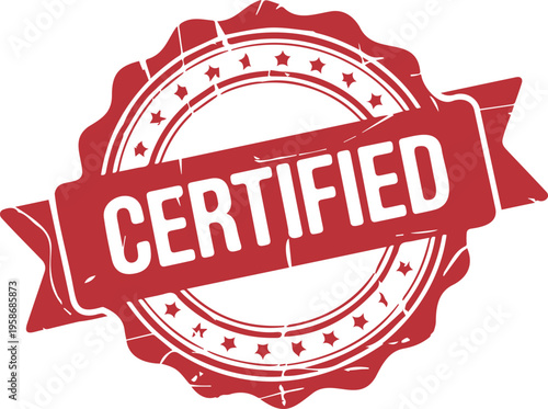 Red Certified Stamp Badge Design