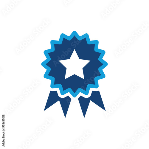 Blue star rosette ribbon symbol