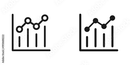 Statistics bar and line chart icons. Financial data analysis and growth progress symbols vector