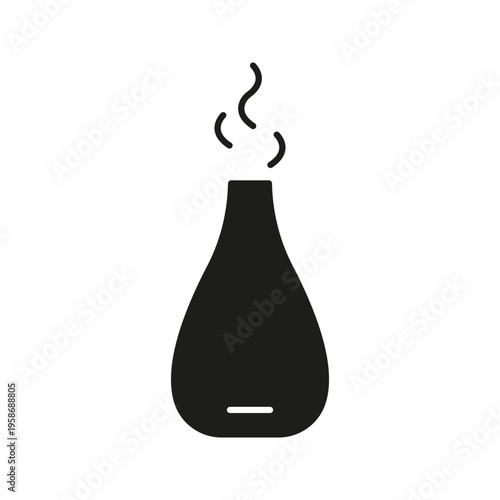Aroma Diffuser With Steam Solid Icon. Aromatherapy, Relaxation, And Essential Oil Diffusion Silhouette Symbol. Wellness And Home Fragrance. Isolated Vector Illustration