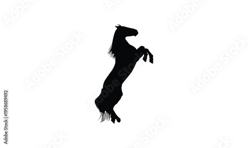 Black silhouette of a hourse jumping in a sporty a pose