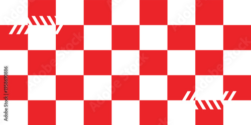 Red and white lattice vector illustration alternating into square shape medium size. modern