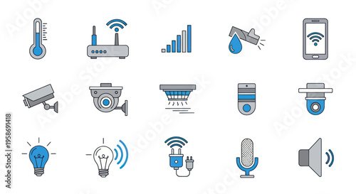 smart home icons, wireless technology symbols