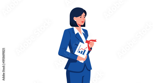 Businesswoman holding documents and pen