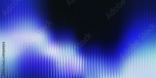 Riddle glass background, ripple wave distortion, fractal light flow deep blue gradient surface. Vertical stripe texture, smooth glass color transitions, luminous depth. Vector illustration