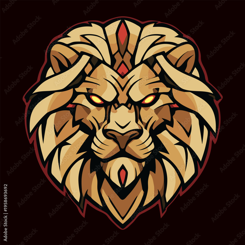 Fototapeta premium Golden Lion Head Mascot Logo for Esports and Sports Gaming Teams