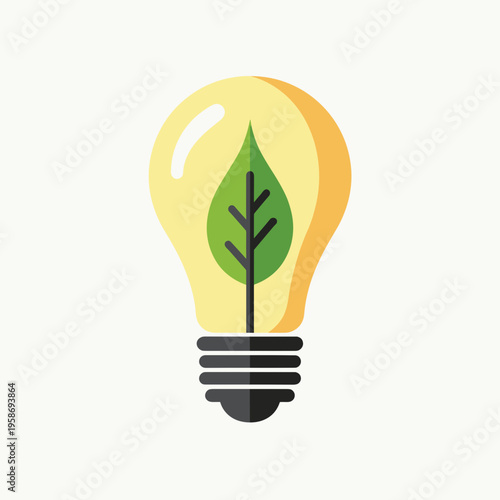 Light bulb with green leaf symbolizing eco-friendly energy  