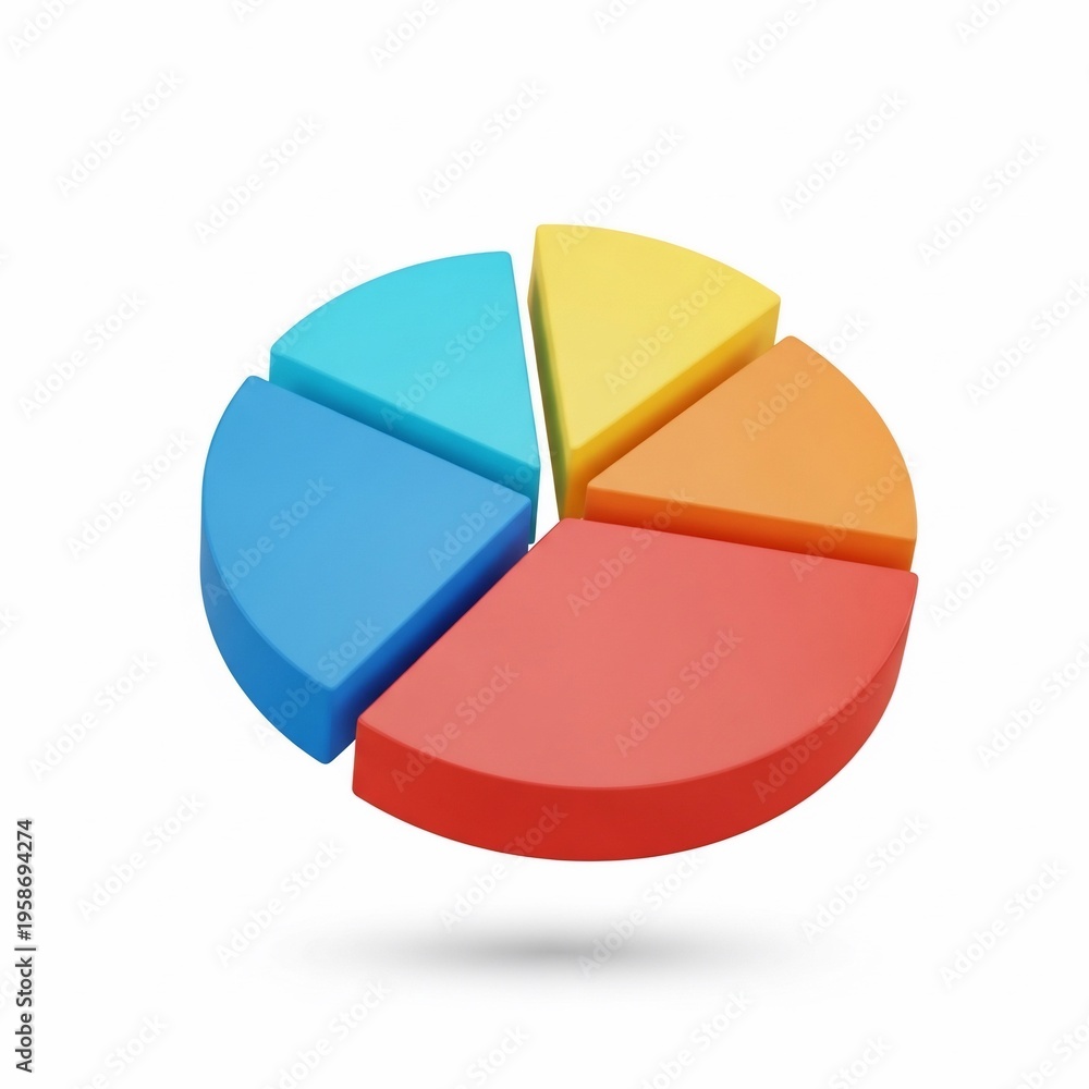 Fototapeta premium Colorful 3D Pie Chart Segments.