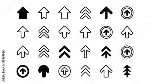 Fotografie Clean upward arrow icon symbolizing direction, movement, and progress, simple vector design for navigation, growth, and workflow representation, isolated on a white background
