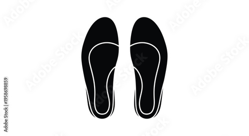 A minimalist illustration of two black flats viewed from directly above