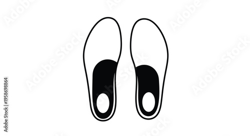 Black and white illustration of two shoe insoles top down perspective
