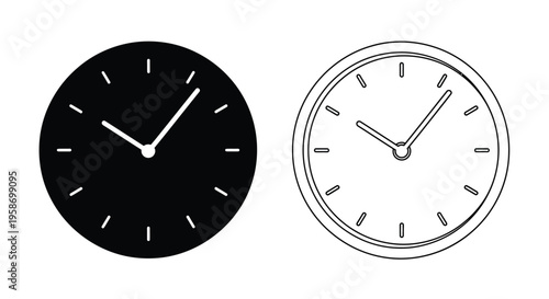 Two clocks one black and one white displaying similar times