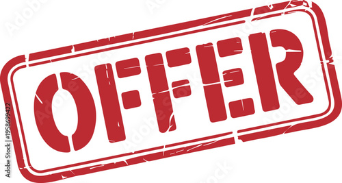 Red Offer Rubber Stamp Label