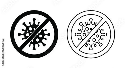 Coronavirus warning signs a black and white illustration of virus prohibition