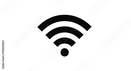Simple black wifi symbol displayed against a stark white background