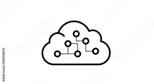 Cloud computing network illustration with connected nodes in a simple design
