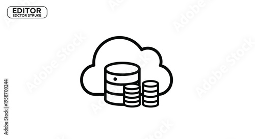 Cloud database storage illustration with cylindrical database icons