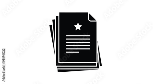 Stack of black documents with a white star icon on top