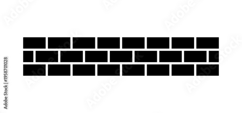 Brick wall black vector silhouette icon pattern