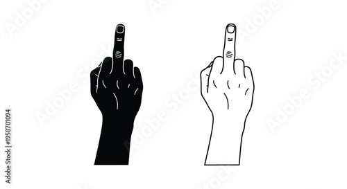 Two hands displaying the middle finger gesture in contrasting styles