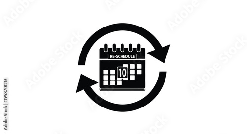 Reschedule icon calendar with recycling arrows indicating repeating events