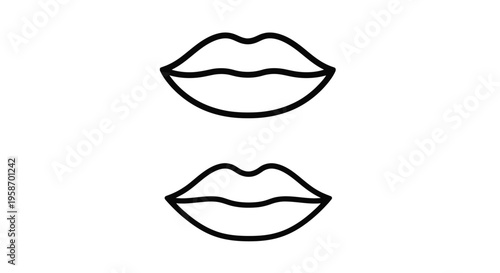 Simple black and white illustration of two pairs of stylized lips