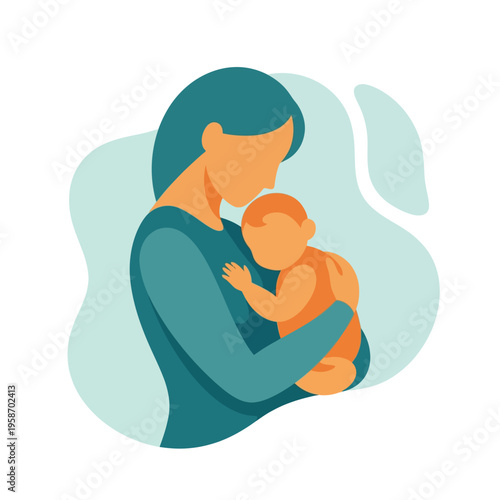 Abstract Mother and Baby Embrace