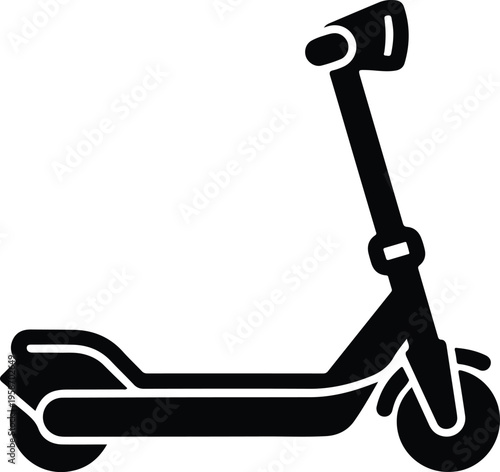Silhouette electric kick scooter for urban city transportation and commute vector illustration